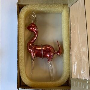 Elegant Red Glass Reindeer Ornament